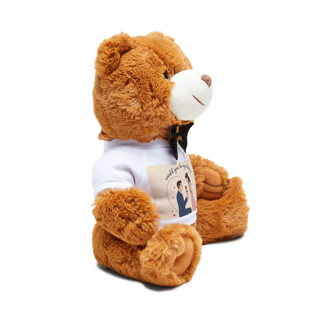 Romantic Proposal Teddy Bear — Plush Bear with 'Will You Be My Valentine?' T‑Shirt