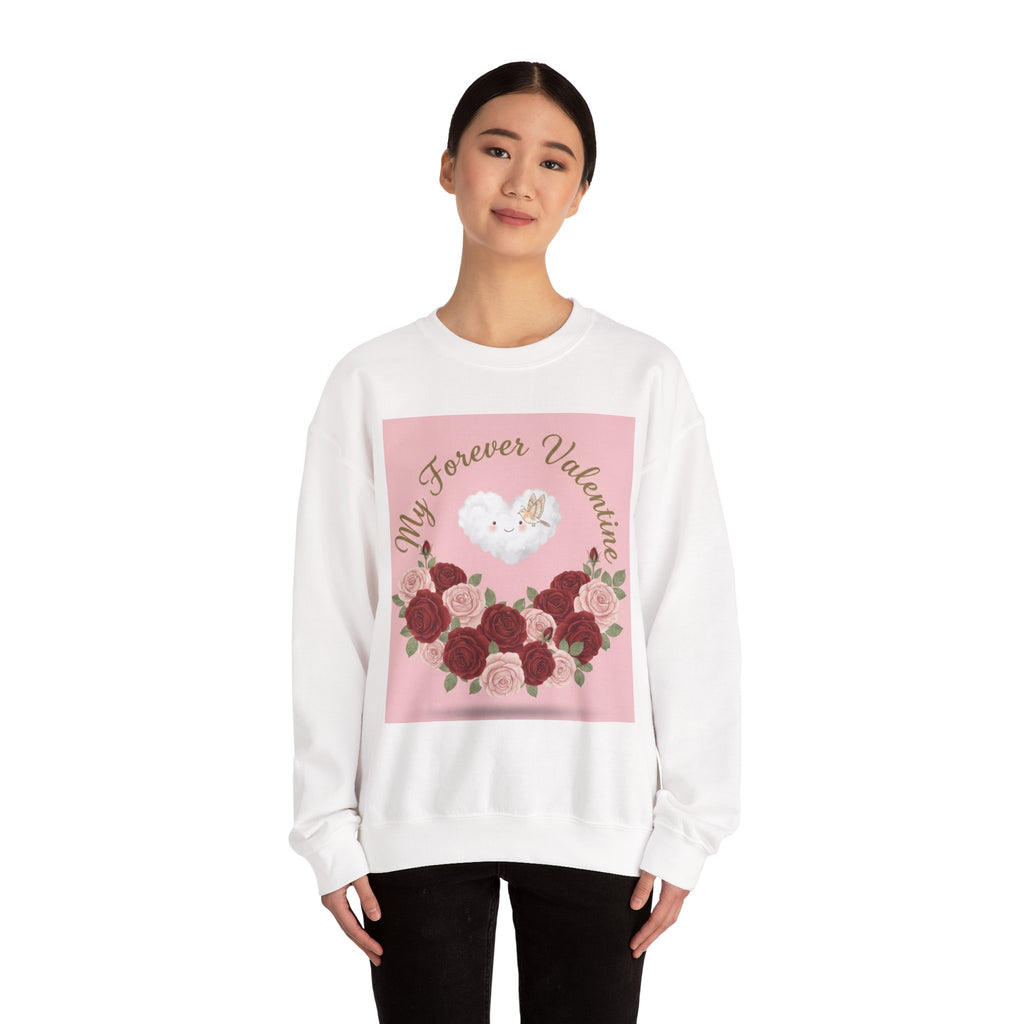 Valentine Floral Sweatshirt — "My Forever Valentine" Heart & Roses Crewneck
