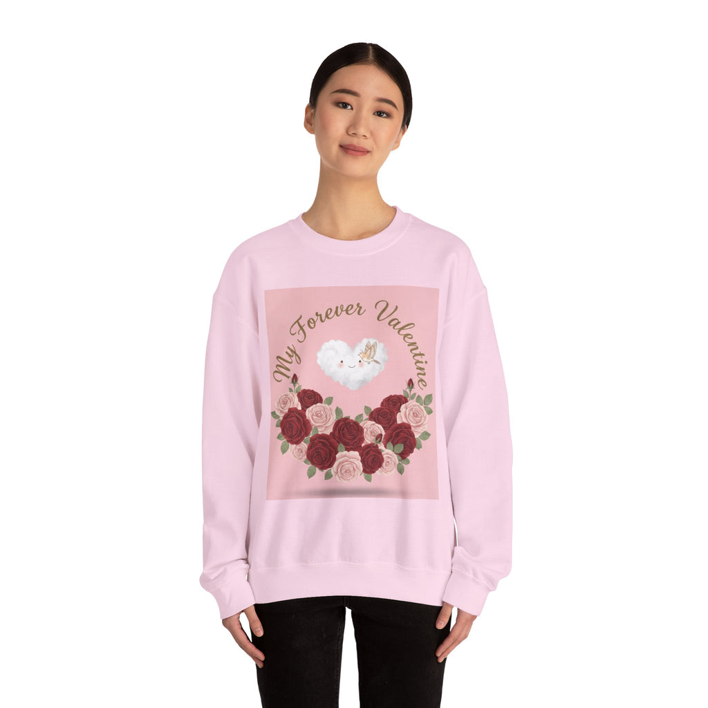 Valentine Floral Sweatshirt — "My Forever Valentine" Heart & Roses Crewneck