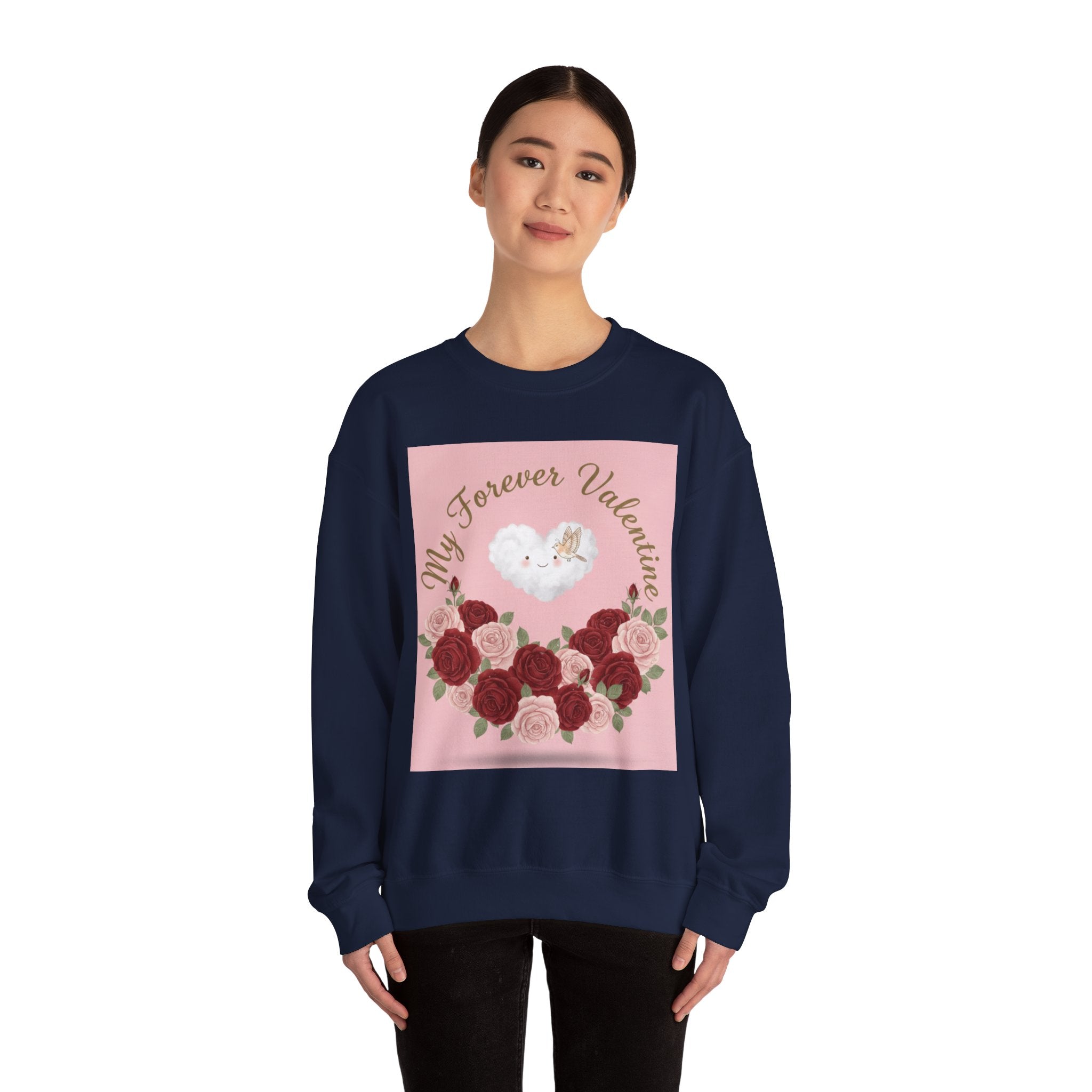 Valentine Floral Sweatshirt — "My Forever Valentine" Heart & Roses Crewneck