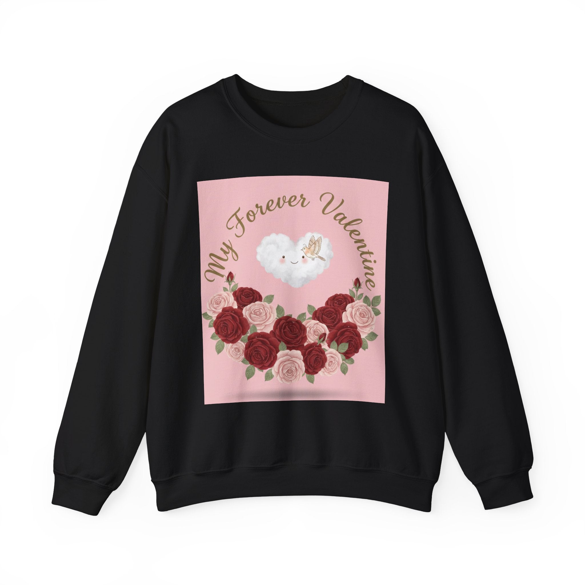 Valentine Floral Sweatshirt — "My Forever Valentine" Heart & Roses Crewneck