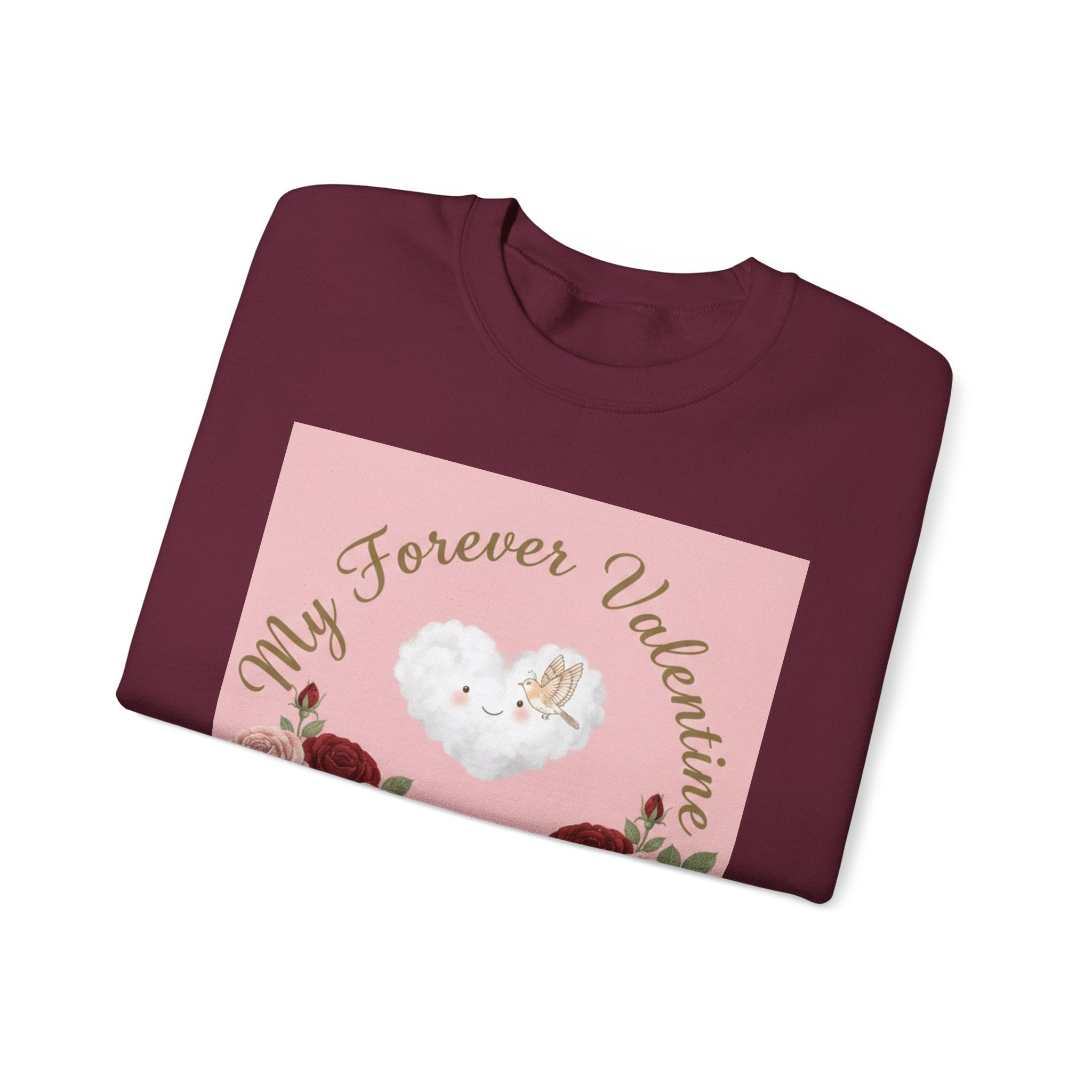 Valentine Floral Sweatshirt — "My Forever Valentine" Heart & Roses Crewneck