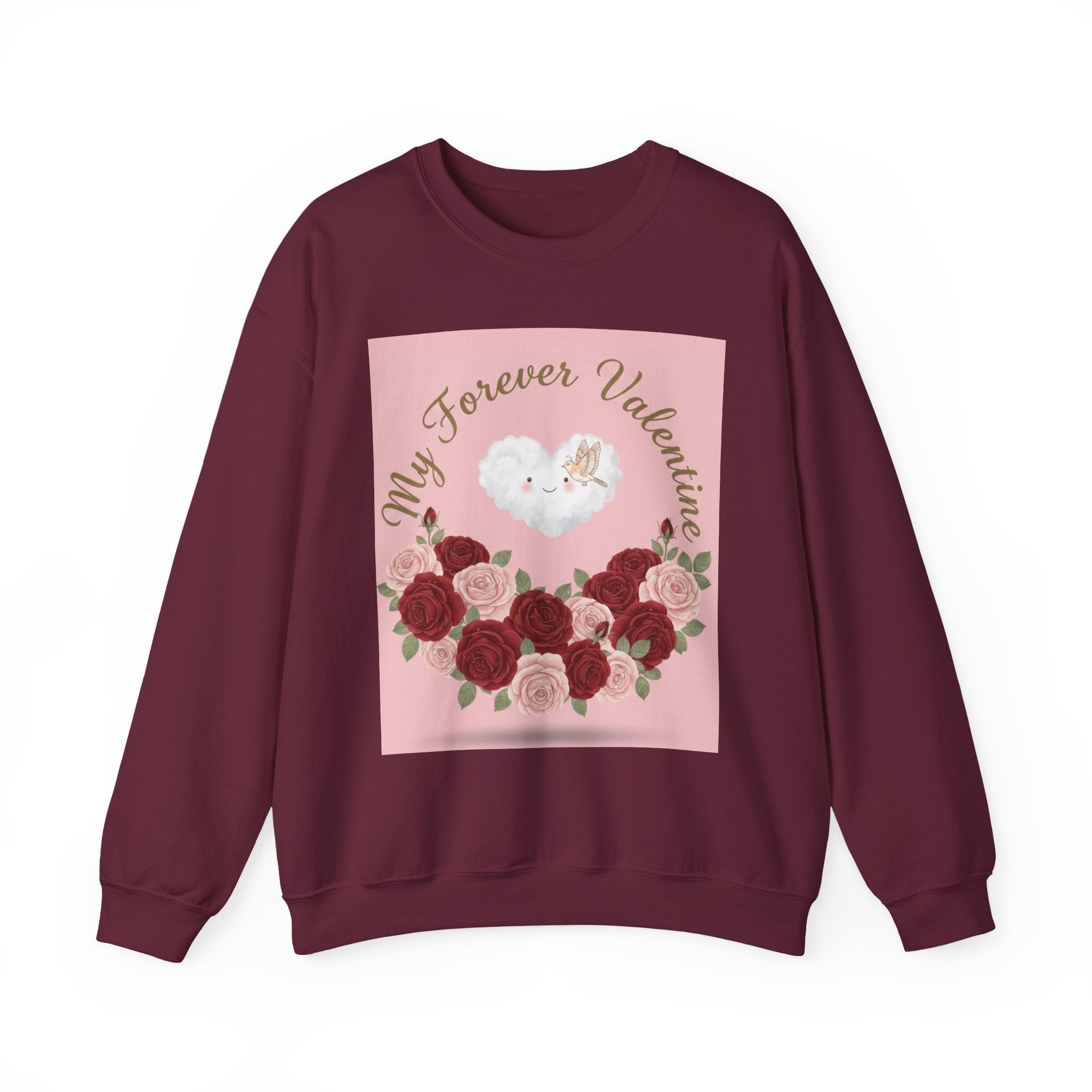 Valentine Floral Sweatshirt — "My Forever Valentine" Heart & Roses Crewneck