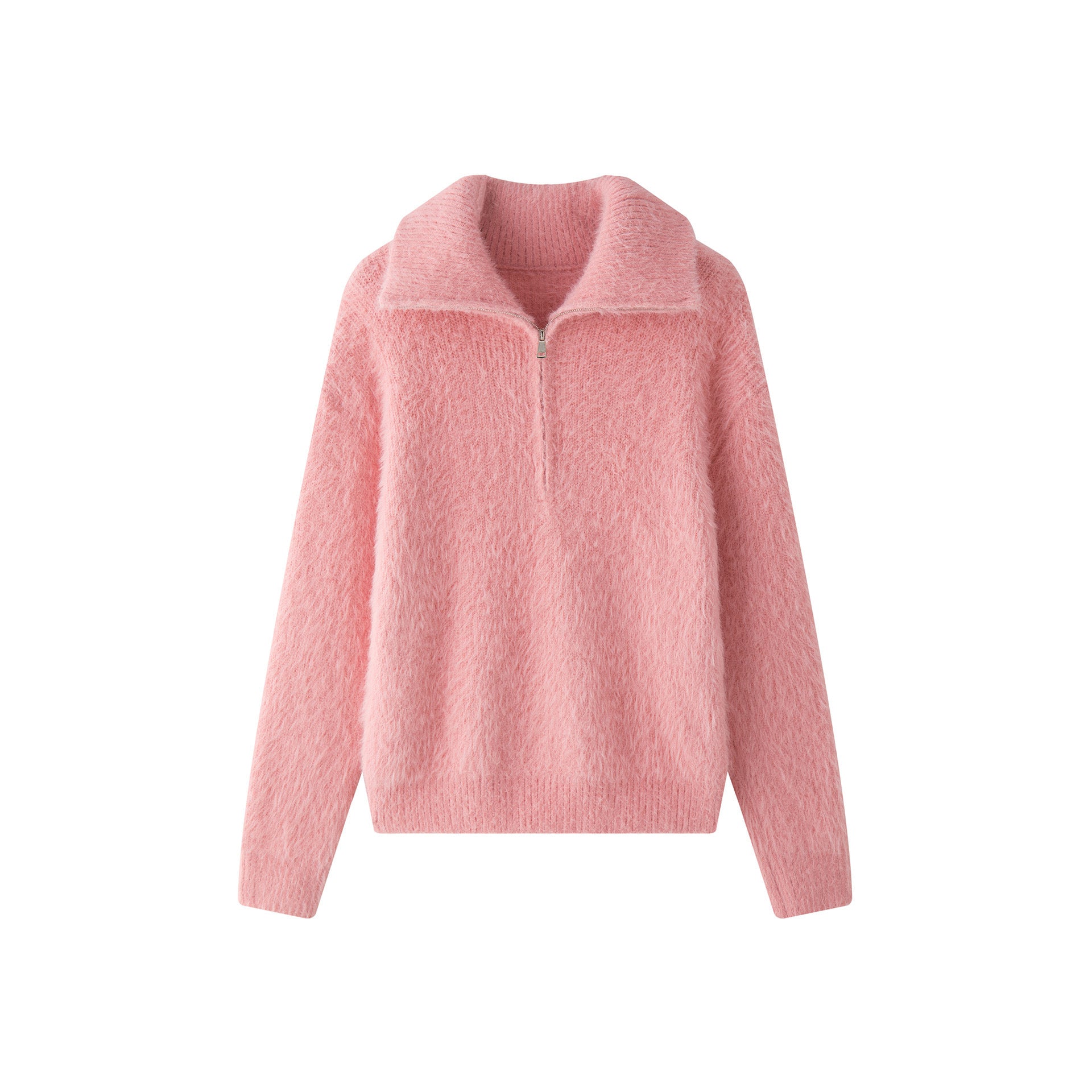 Korean-style Relaxed Faux Mink High-neck Sweater Top