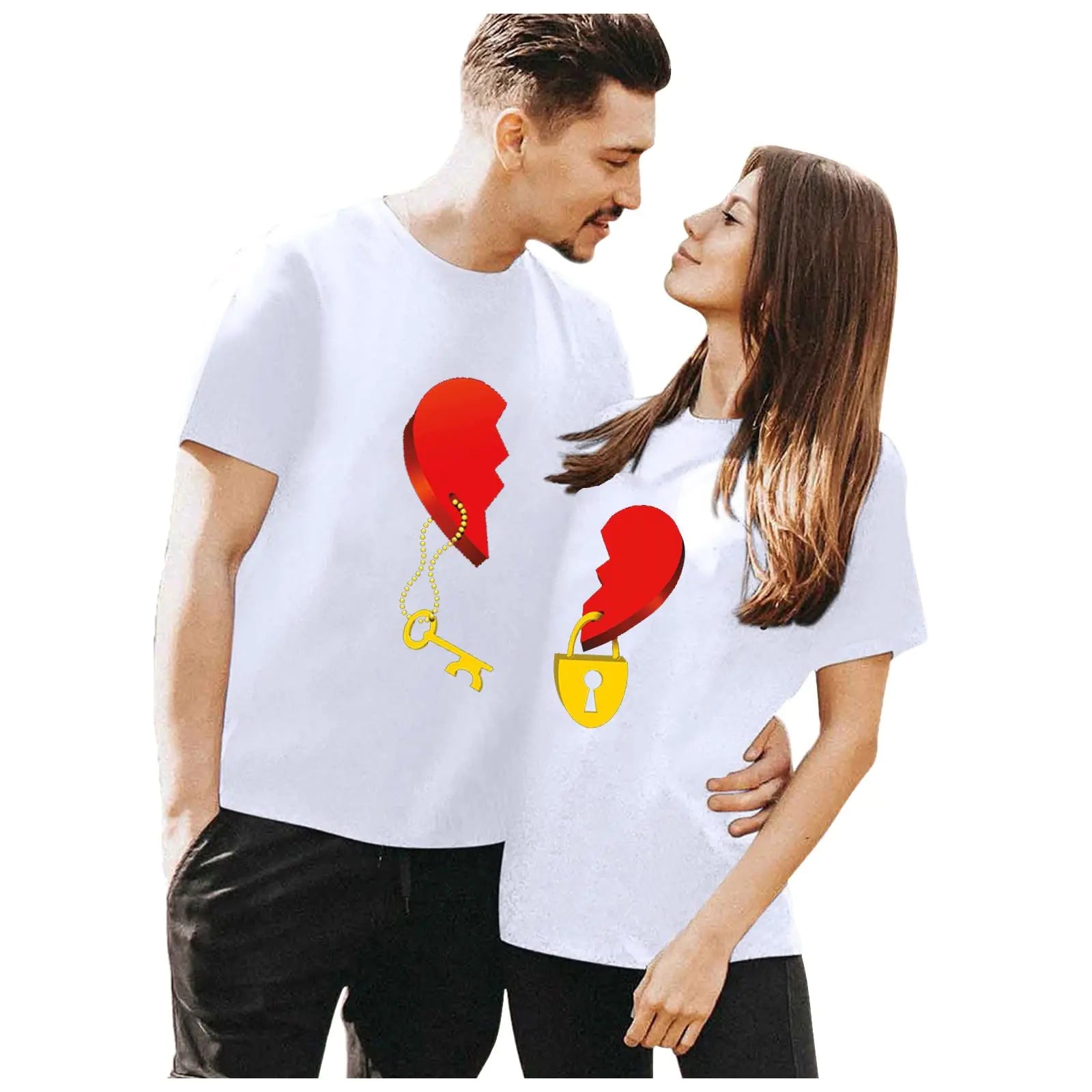 Valentine Tshirts for Couples Women Men Funny LOVE Printed Shirt His and Her Shirts Sets Tops Husband Wife Boyfriend Grilfriend Valentines T-shirts Outfits Gifts for Women Couple 2024